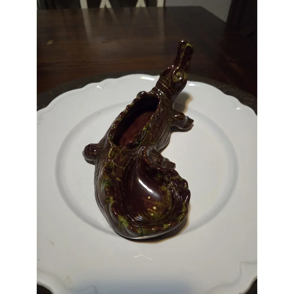 Mid Century Ken Ocorr ceramic alligator ashtray, Pipe Holder, or trinket dish